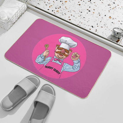 Hurdy Gurdy Bork Bork Microwave Chef - Bad Cook Gifts - Lazy Cooks - Funny Swedish Chef  Absorbent Bath Mat