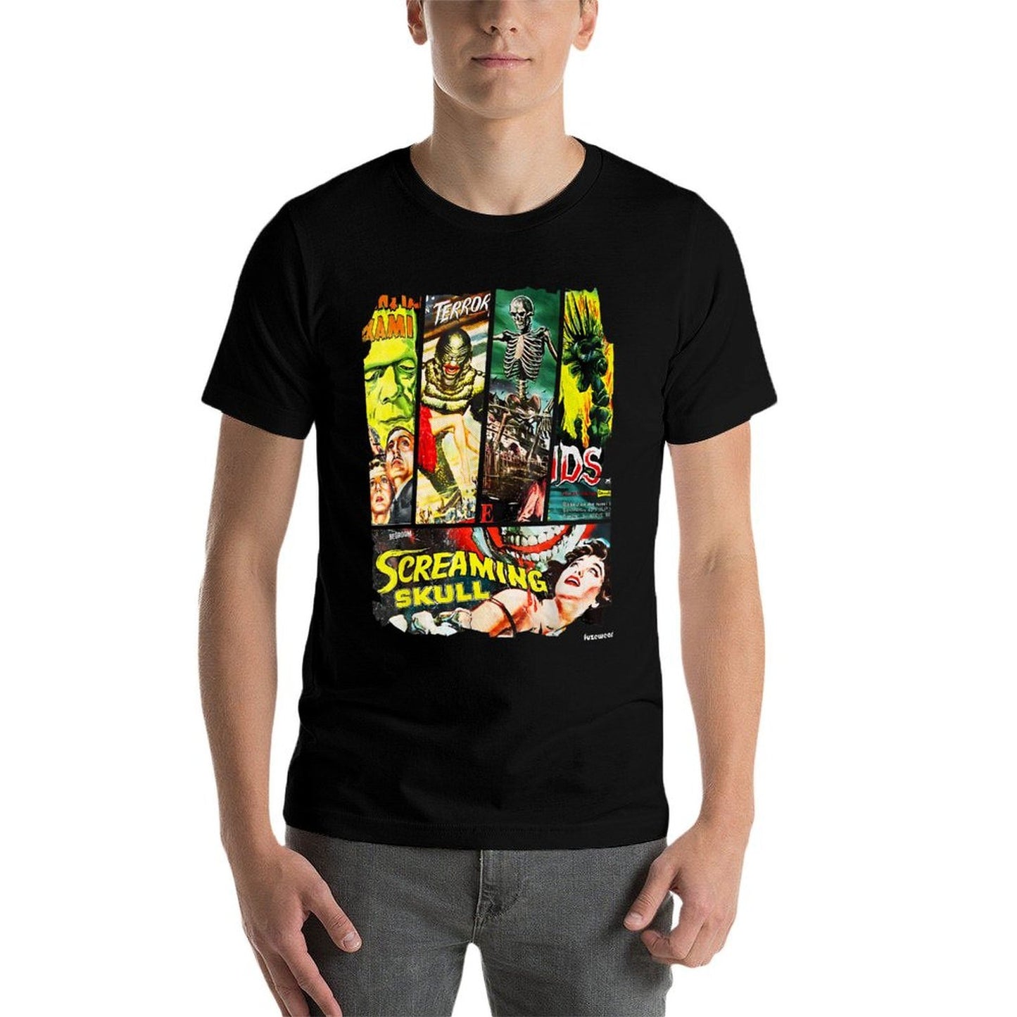 Vintage Style Sci Fi Horror Movie Poster Collage  Wrinkle-resistant T-Shirt