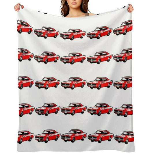 Red 1969 DC Muscle Car Wrinkle-free Throw Blanket