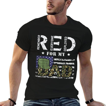 Wear Red Friday Military For My Dad Deployed Daddy USA for Women Kids Men  Cotton T-Shirt
