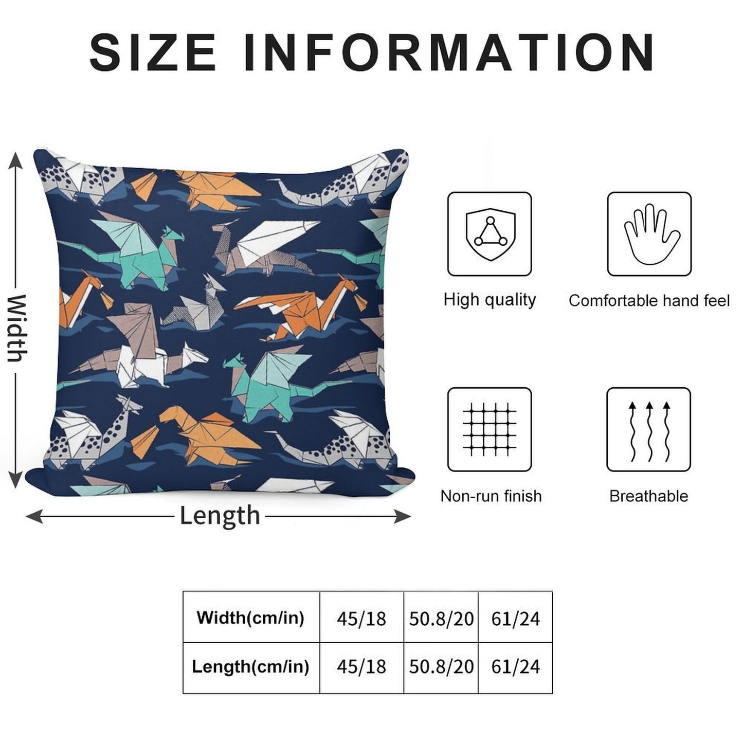 Origami Dragon Friends  Oxford Navy Blue Background Soft Luxury Feel Throw Pillow