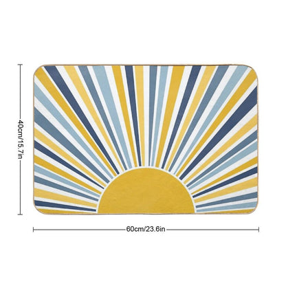 Blue And Yellow Sun, Sunrise  Eco-Friendly Bath Mat