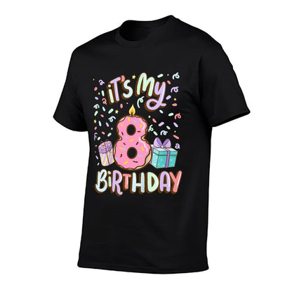 It's My 8th Birthday Cake Donut 8 Year Old Confetti  Easy-care T-Shirt
