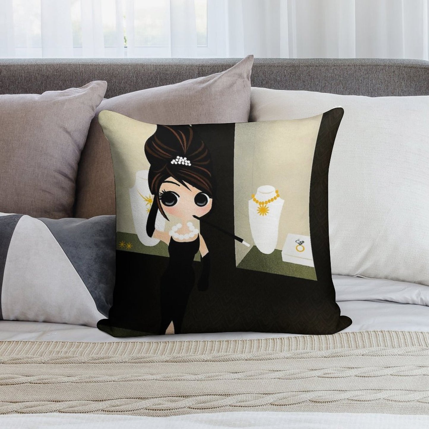Breakfast at Tiffany's Soft Hidden Zipper Throw Pillow