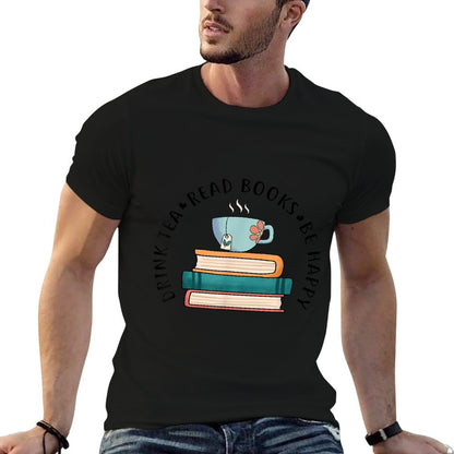 Drink Tea Read Books Be Happy Reading Book Worm  Trendy Pattern T-Shirt