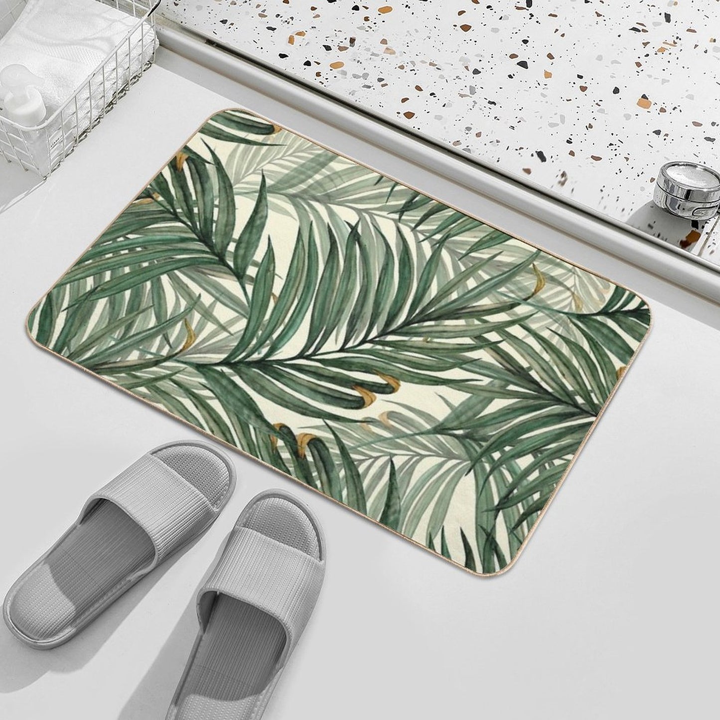 Palm Leaves  Fade-Resistant Bath Mat