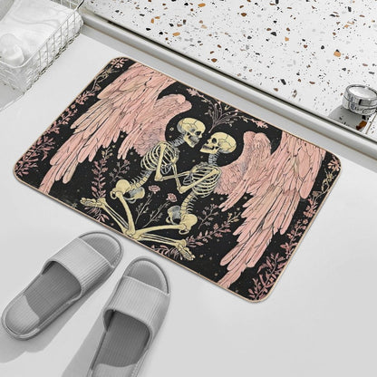 Pink Skeleton Angels And Roses Durable Bath Mat