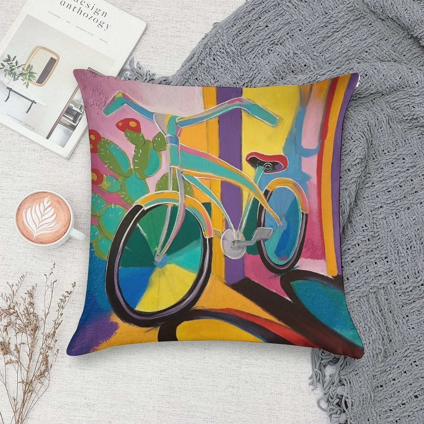 La Bicicleta Soft Luxury Feel Throw Pillow