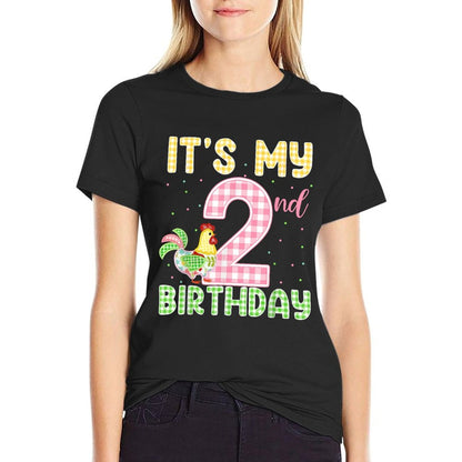 It&#39;s My 2nd Birthday Chicken Two Years Old Farm Animal Lover  Rolled Sleeves T-Shirt