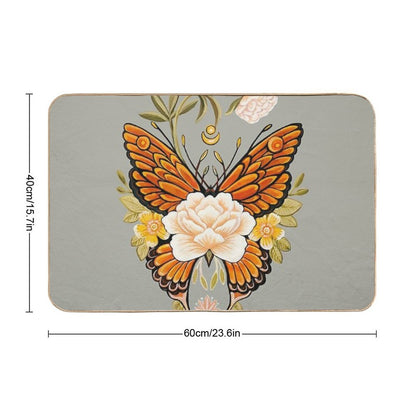 Tattoo Butterfly Peonies  Toxin-Free Bath Mat