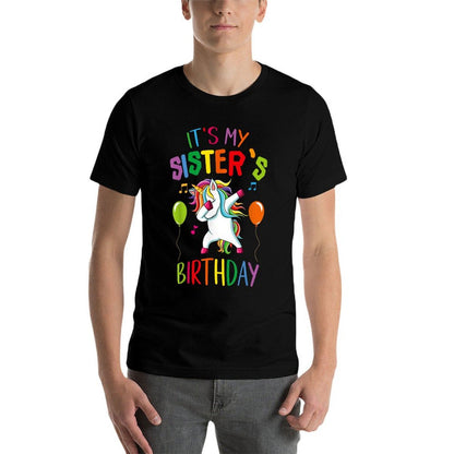 It Is My Sister's Birthday Awesome Happy Unicorn Party Girls  Summer-ready Fabric T-Shirt