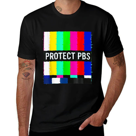 Protect P.B.S Television Off Air Glitch Art Vaporwave  Easy-care T-Shirt