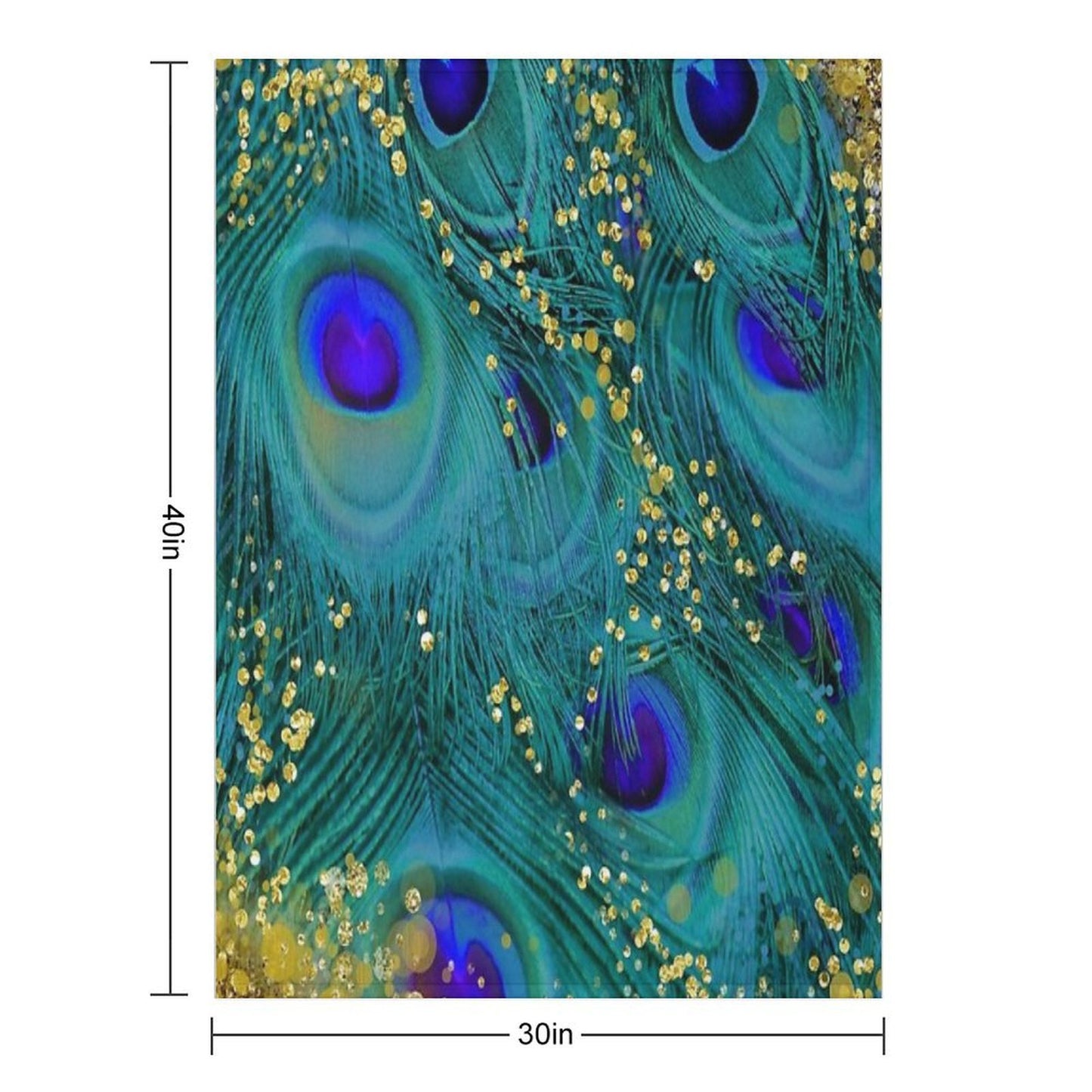Dreamy Peacock Feathers, Teal And Purple, Glimmering Gold Travel-friendly Throw Blanket