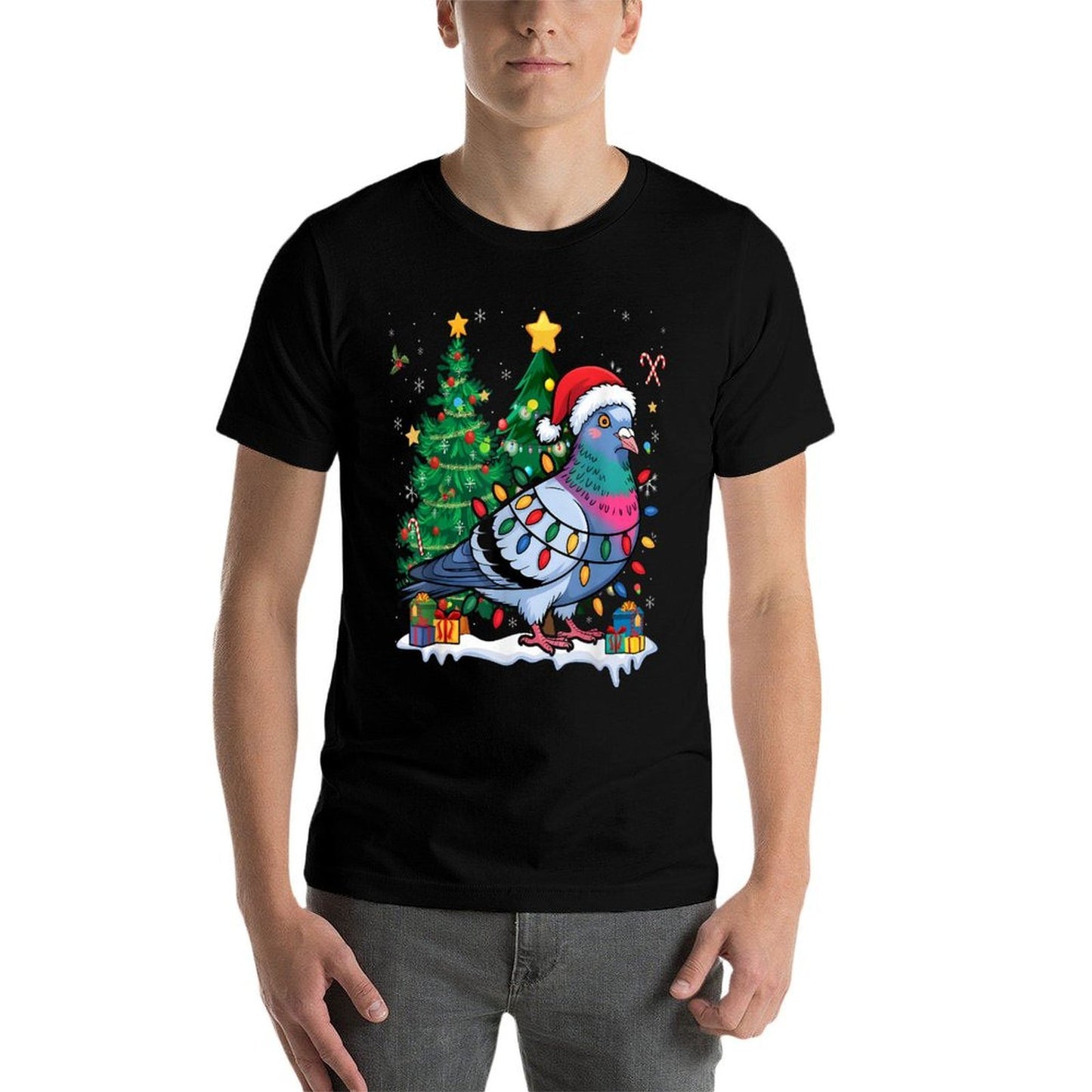 Pigeons Christmas Outfit Breeder  Fade-proof Color T-Shirt