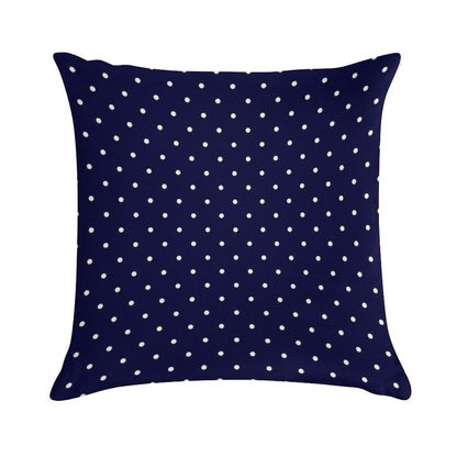 Navy Blue White Polka Dots Soft Shrink-Resistant Throw Pillow