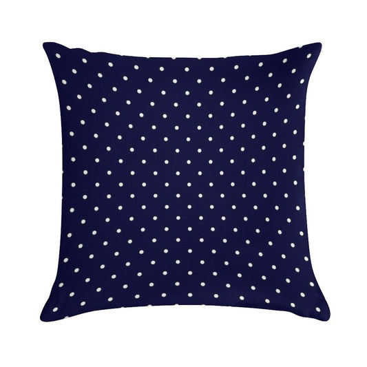 Navy Blue White Polka Dots Soft Shrink-Resistant Throw Pillow