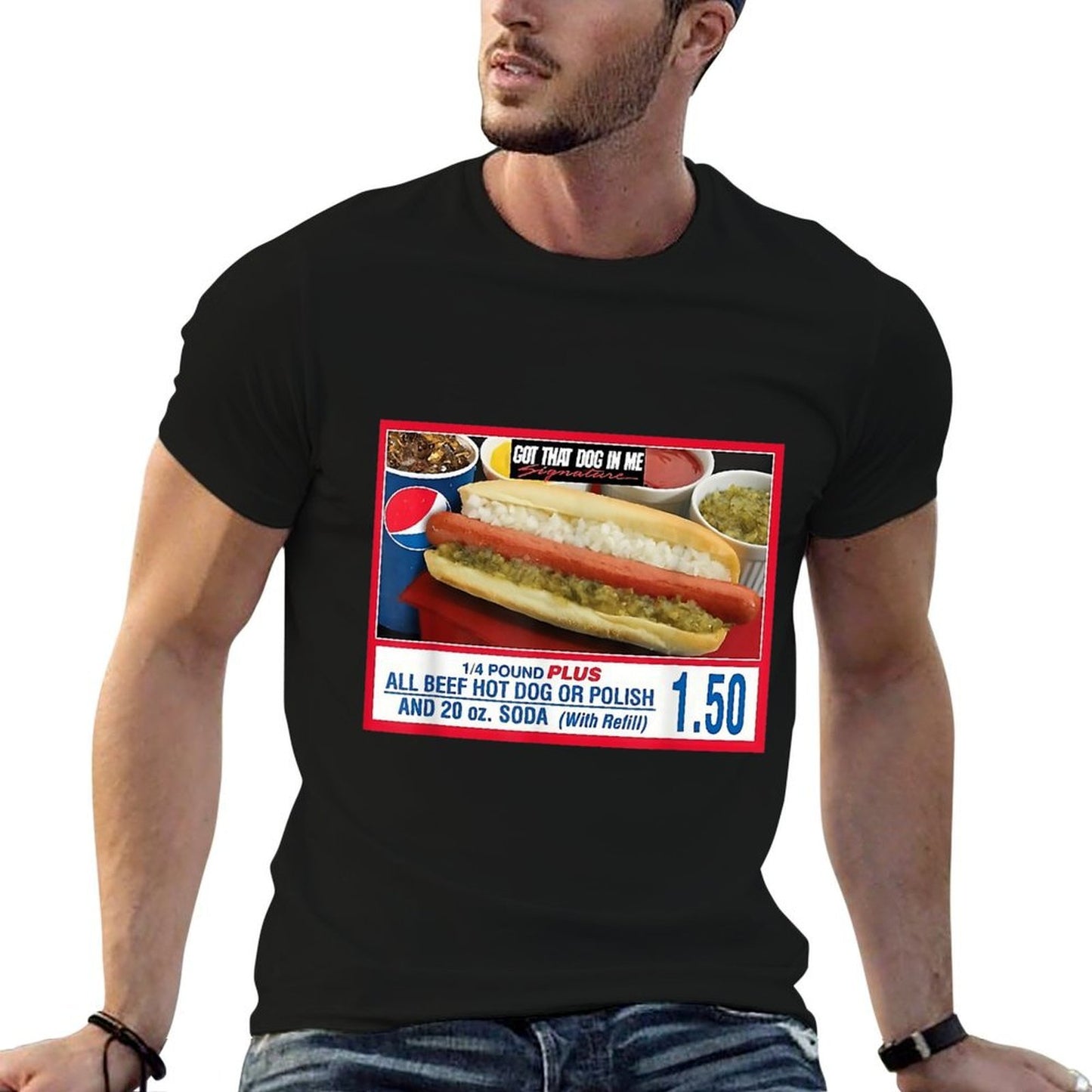 I Got That Dog In Me - Hot Dog  Ribbed Collar T-Shirt