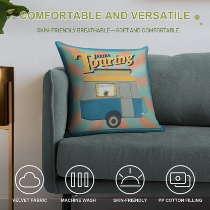 Vintage Touring Caravan Adventure Soft Ultra-Soft Texture Throw Pillow