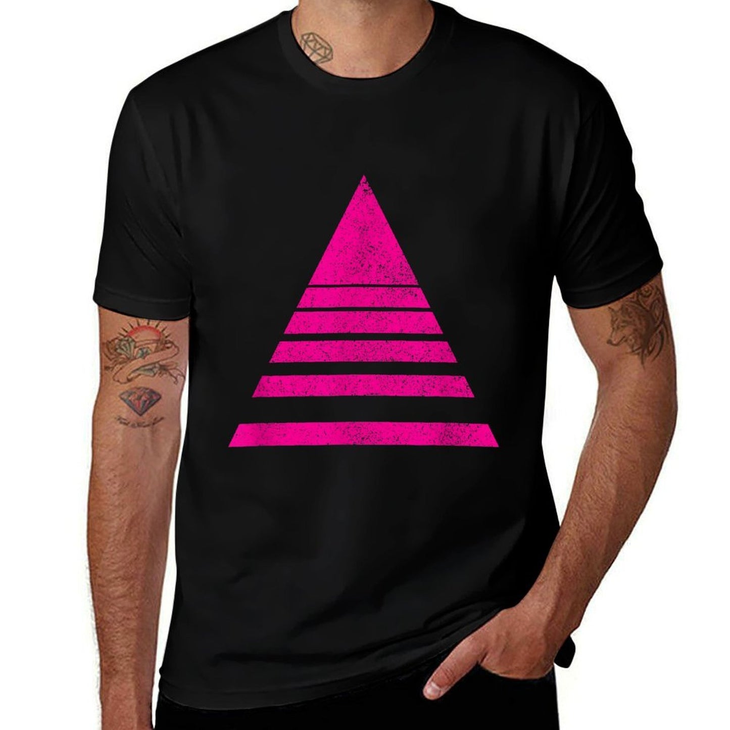 Geometric Triangle Sliced Shapes Geometry Art Distressed  Oversized Silhouette T-Shirt