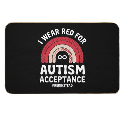 In April We Wear Red Autism Awareness Acceptance #REDinstead  Slip-Resistant Bath Mat