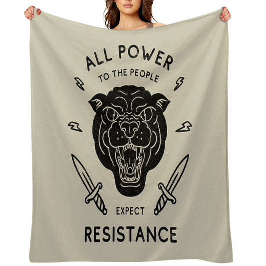 Black Panther - All Power to The People - Expect Resistance  HBCU Black Owned BLM Black Lives Matter  Original Art Pillowcase Easy Care Throw Blanket