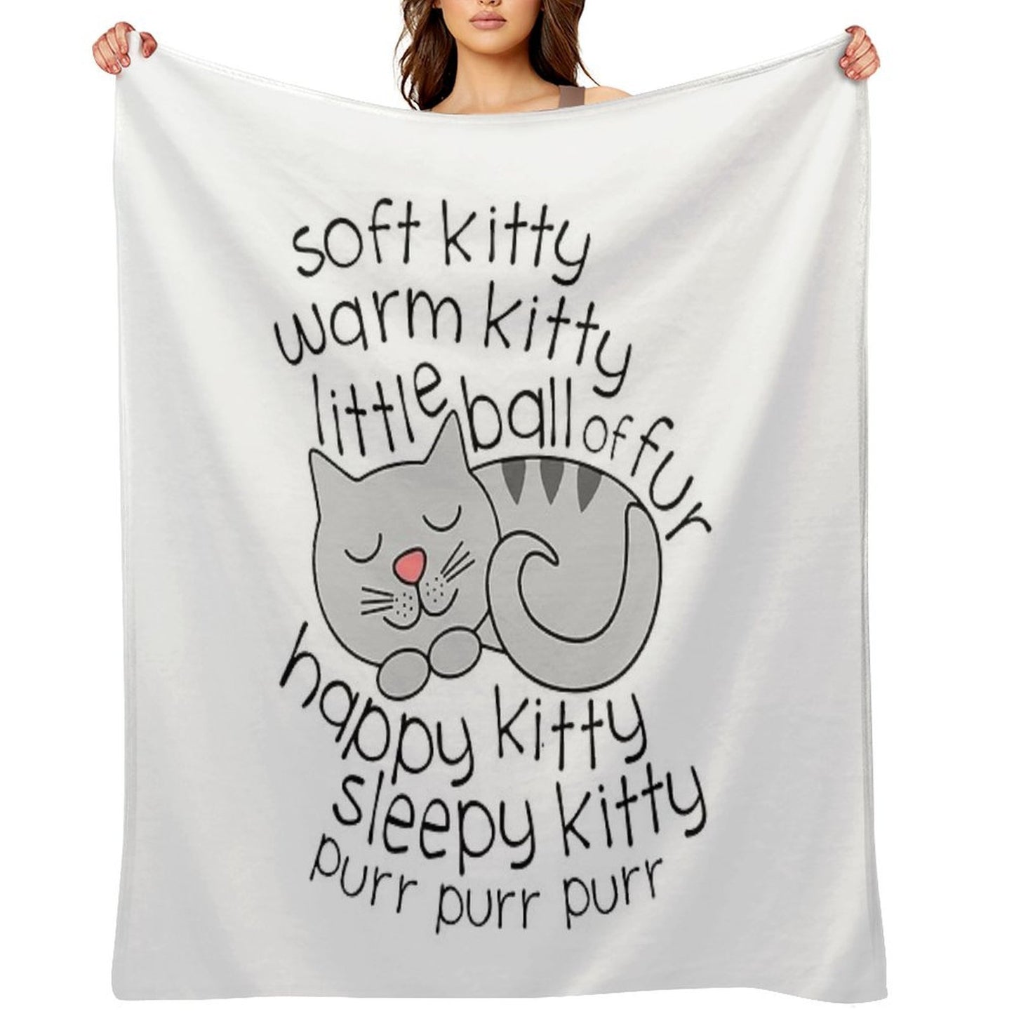 Soft Kitty Warm Kitty Little Ball Of Fur - Happy Kitty Sleepy Kitty Purr Purr Purr Easy Care Throw Blanket