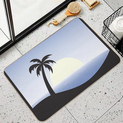 Beach Silhouette (Blue)  Easy Maintenance Bath Mat