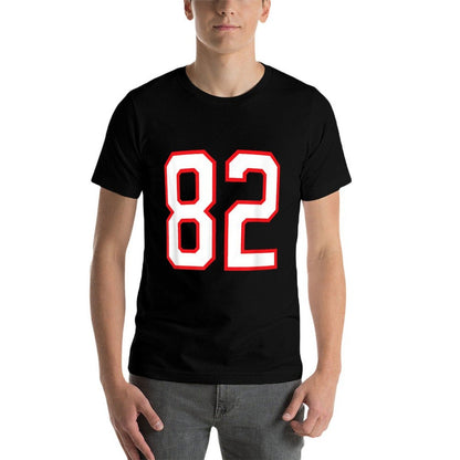 Number #82 White Red Sports Team Number  Graphic-printed T-Shirt