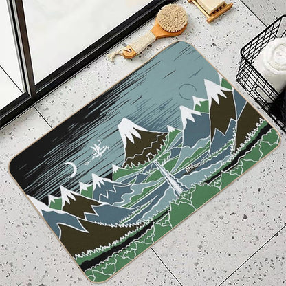 A Halflings Journey on A Mountain Path Through An Elven Wood in The Style of J.R.R.Tolkien  Absorbent Bath Mat
