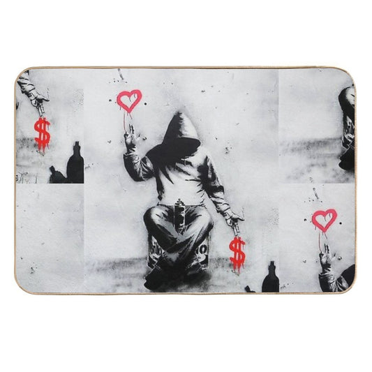 Banksy Love Over Money Iconic Street Art  Eco-Friendly Bath Mat