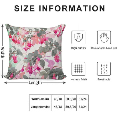 Rainbow Fuchsia Floral Pattern - with Grey Soft Warmth Comfort Throw Pillow