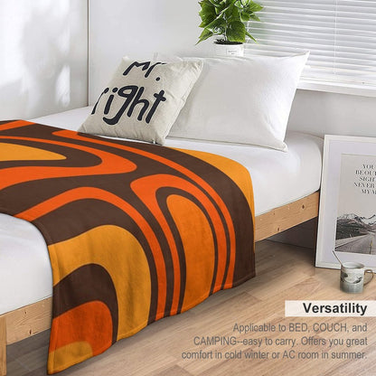 Palm Springs Retro Mid-Century Modern Abstract Pattern in 70s Brown And Orange Comfort Throw Blanket