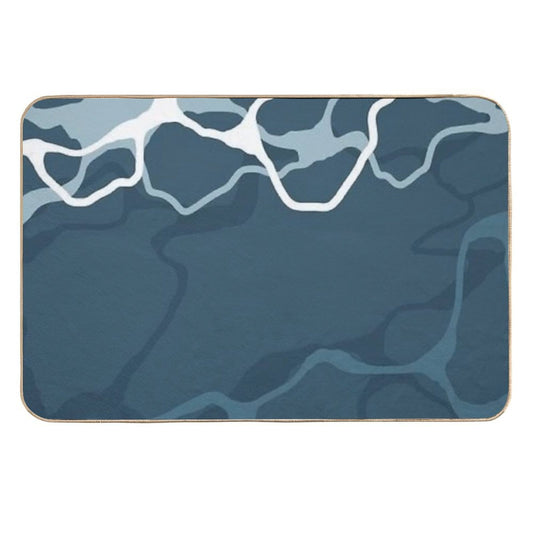 Minimalist Abstract Neutral Blue Tones  Non-Slip Bath Mat