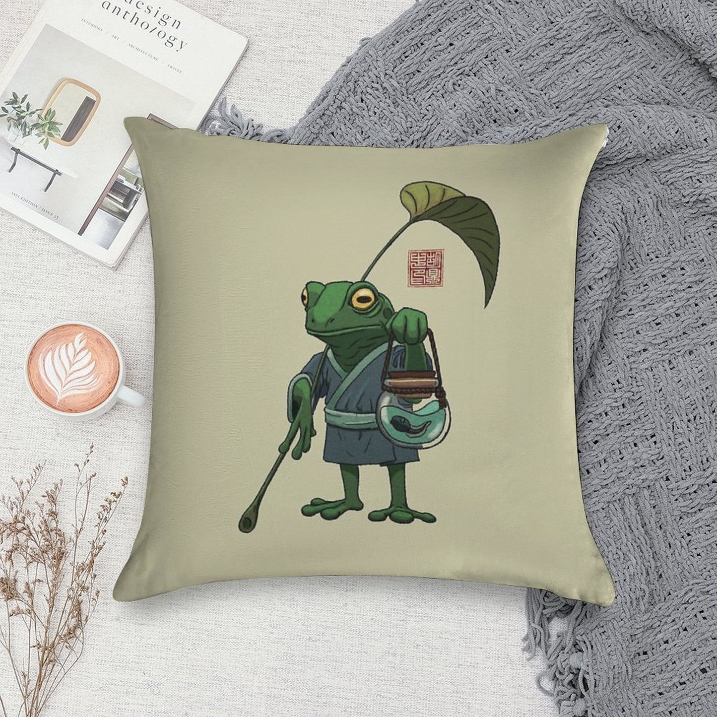 A Frog And His Son Soft Shrink-Resistant Throw Pillow