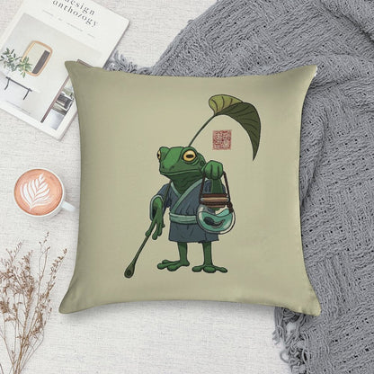 A Frog And His Son Soft Shrink-Resistant Throw Pillow