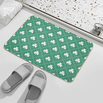Shamrock On! - Emerald Green Background  Repositionable Bath Mat