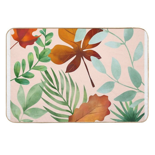 Wild Tropical Hawaiian Leaves And Flowers Pattern  Repositionable Bath Mat