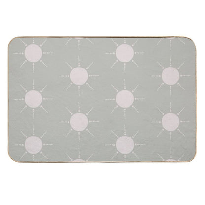 Pretty Polka Dots Sun Pattern Boho Aesthetic In Muted Colors Pale Green  Toxin-Free Bath Mat