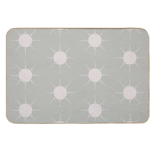 Pretty Polka Dots Sun Pattern Boho Aesthetic In Muted Colors Pale Green  Toxin-Free Bath Mat