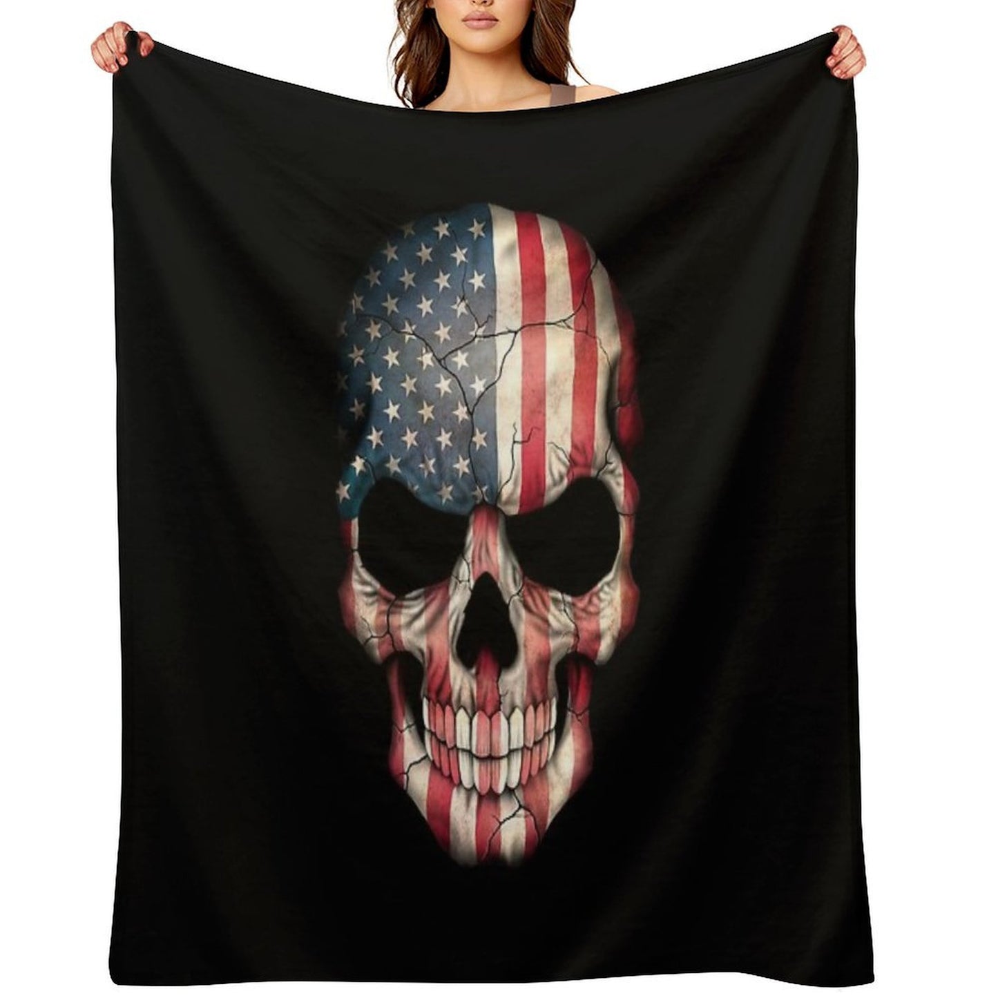 American Flag Skull Comfort Throw Blanket