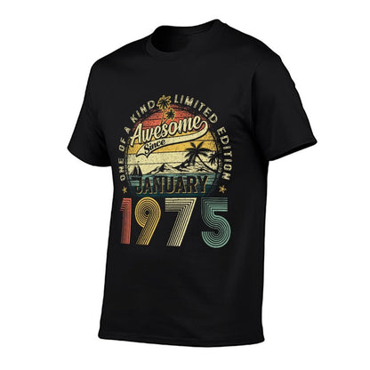 50 Years Old Awesome January 1975 Vintage 50th Birthday Men  Lightweight T-Shirt