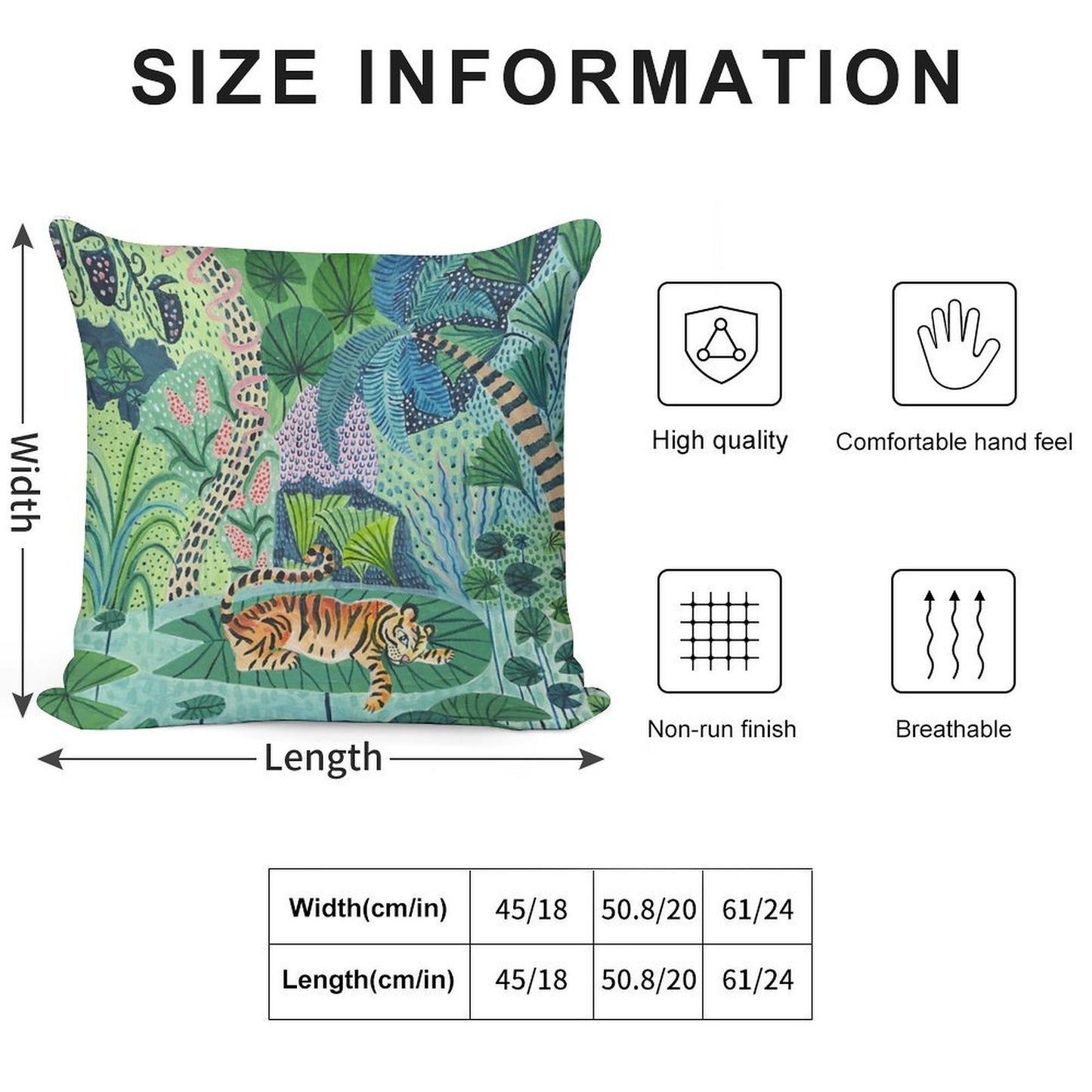Jungle Tiger Soft High-Density Material Throw Pillow