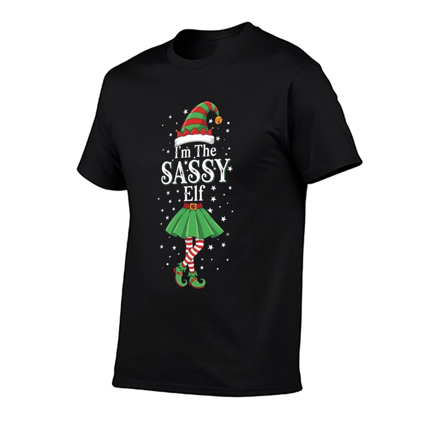 Xmas Family Matching Women Girls Mom The Sassy Elf Christmas  Stretchy T-Shirt