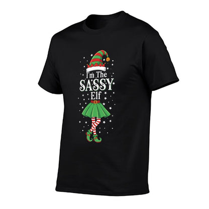Xmas Family Matching Women Girls Mom The Sassy Elf Christmas  Stretchy T-Shirt