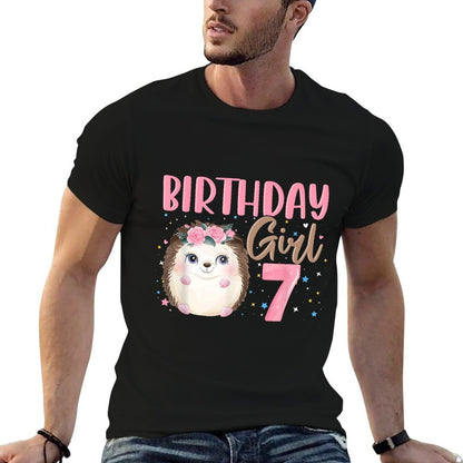 Floral Hedgehog 7th Birthday 7 Yrs Old Toddler Girl  Durable T-Shirt