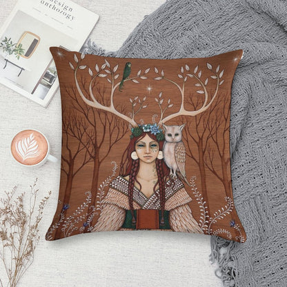 Wood Witch Soft Hidden Zipper Throw Pillow