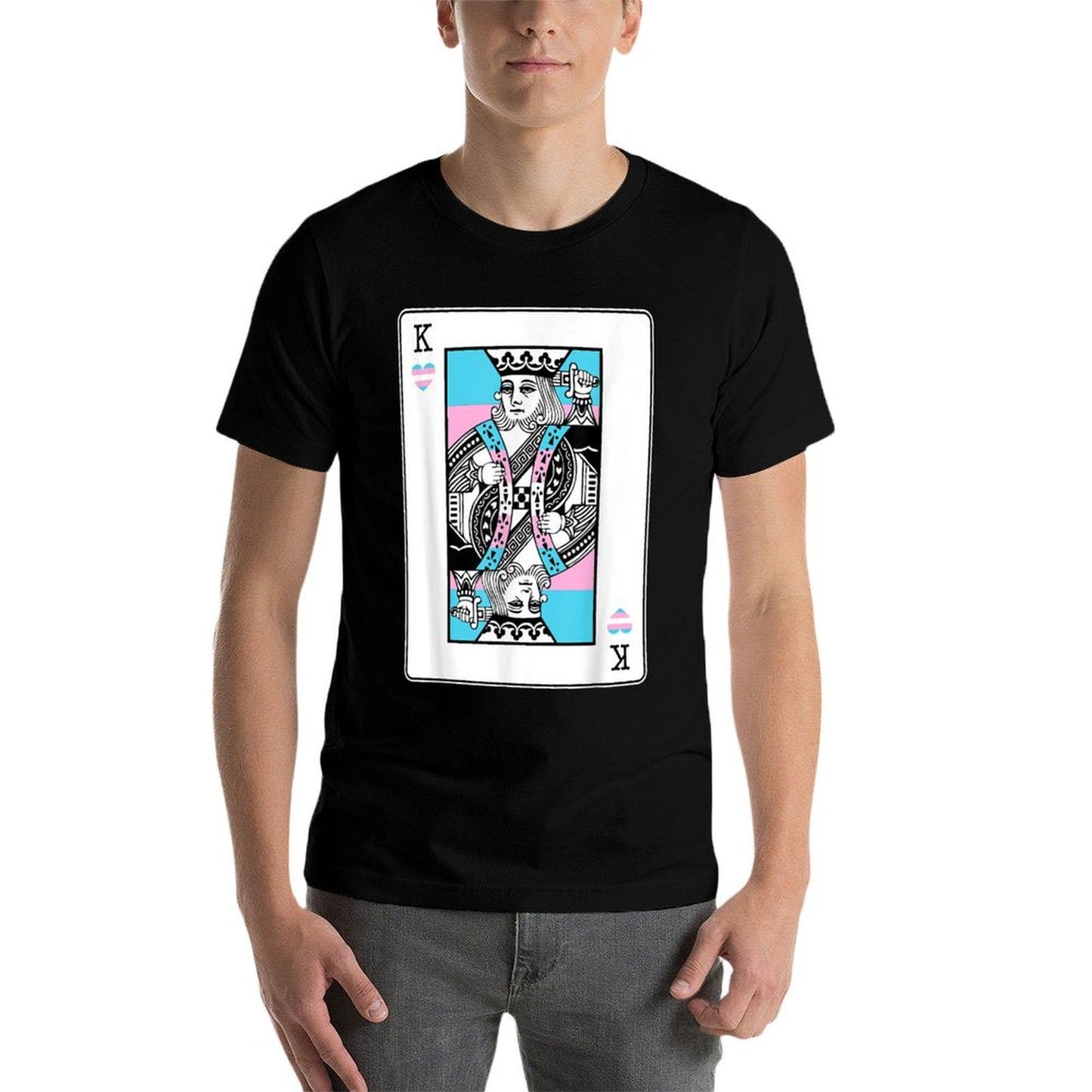 Transgender King Of Hearts LGBT-Q Pride Couple Matching  Heathered Texture T-Shirt