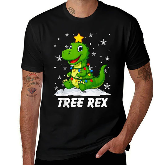 Tree Rex Dinosaur T Rex Christmas Tree Lights Xmas Boys Kids  Easy-care T-Shirt