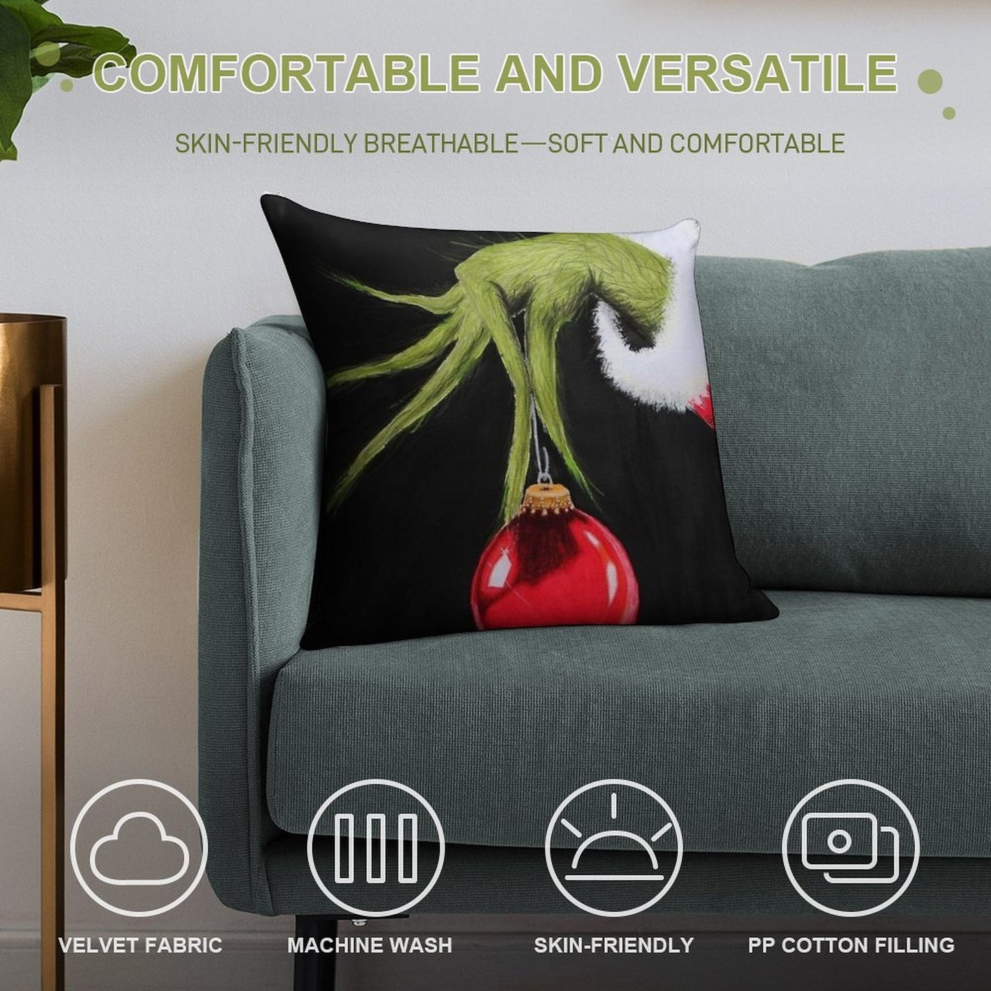 Who Stole Christmas Soft Washable Throw Pillow