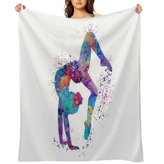 Gymnastics Tumbling Watercolor Sports Anti-pilling Throw Blanket